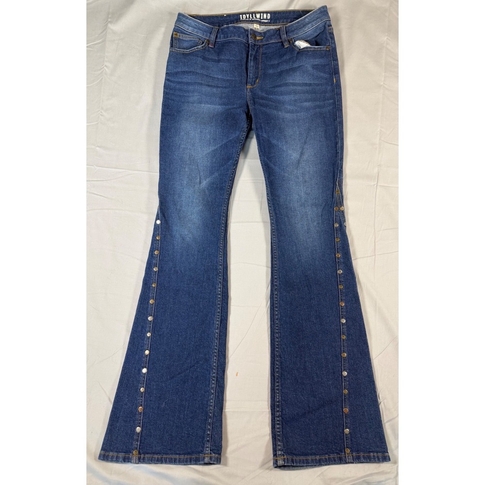 Idyllwind Miranda Lambert Studded Flare Jeans Blue Denim Women Size 12/34